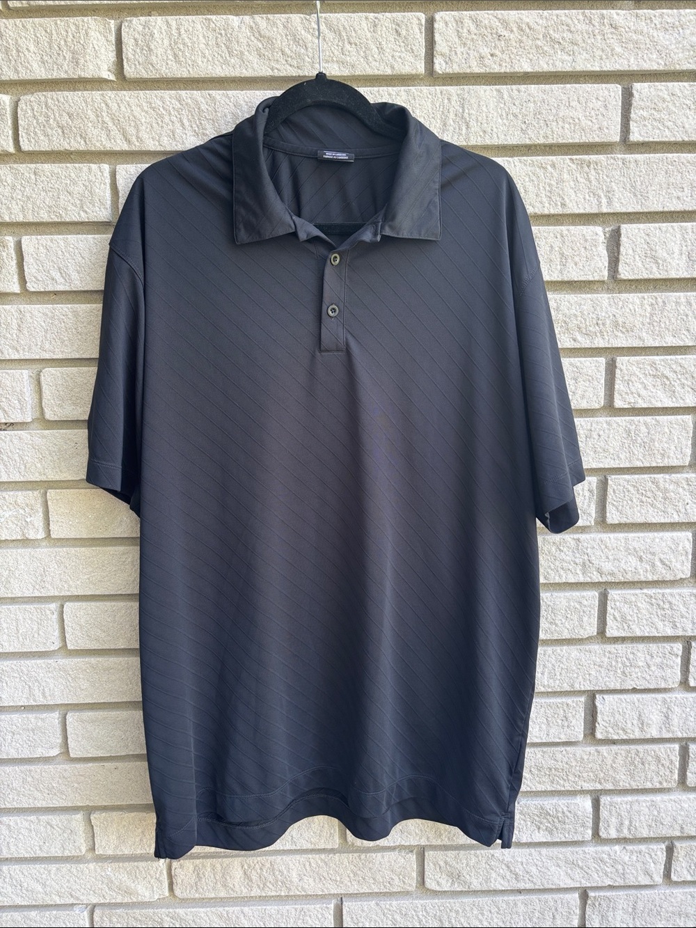 Nike Men's Black on Black Diagonal Stripe Textured Dri-Fit Golf Shirt Sz XL